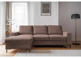 Colțar maro extensibil cu tapițerie din catifea reiată (cu colț pe partea stângă ) Lofty Lilly – Miuform