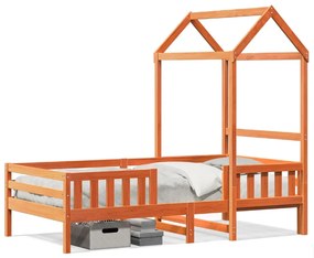 3282158 vidaXL Cadru de pat cu acoperiș maro ceruit 100x200 cm lemn masiv pin