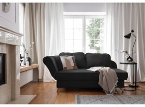 Șezlong gri antracit cu tapițerie din catifea reiată (cu colț pe partea stângă) Chic Charlotte – Miuform