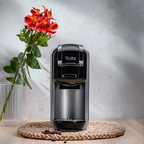 La mâna a doua: Espressor cu cafea macinata si capsule 8 in 1 Oliver Voltz OV51171J8R, 1450W, 0.6 L, 5 adaptoare, 19 bar, 7 lungimi de cafea, Negru/Argintiu