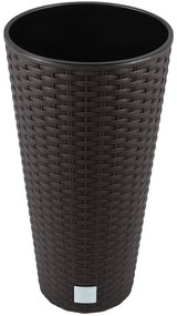 Ghiveci decorativ de flori, Prosperplast, Rato, imitatie ratan, rotund, inalt, maro, 40x76.3 cm