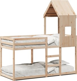 vidaXL Pat supraetajat fără saltea, 90x200 cm, lemn masiv de pin