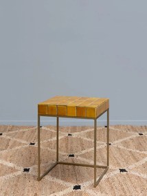 Masuta laterala, din metal si ceramica, yellow Coimbra