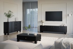 Dulap TV Vesper 4D 187 cm - negru / mânere aurii