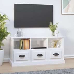 vidaXL Comodă TV, alb extralucios, 100x35x50 cm, lemn prelucrat