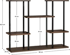 Suport pentru flori metalic, negru/lemn rustic, LEDER