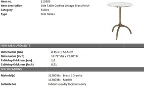 Masuta laterala design deosebit LUX Cortina, marmura alba 113803 HZ