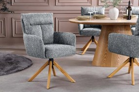 Set de 2 scaune pivotante picioare din lemn Big George verde texturat