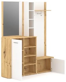 Panou pentru hol cu oglindă KEVIN, maro/alb