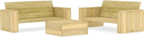 vidaXL Set mobilier de grădină, 3 piese, lemn de pin tratat