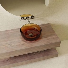 Lavoar pe blat Rune Mond rotund 40 cm rasina transparenta maro-cupru