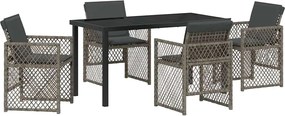 vidaXL Set de masă pentru grădină 5 pcs Gri poliratan