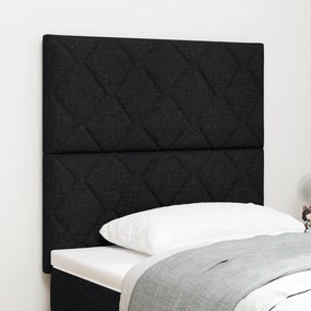 vidaXL Tăblia de pat , design cu blocuri de diamant, neagră, de 90 cm, din poliester.