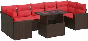 vidaXL Set canapele de grădină cu perne, 8 piese, maro, poliratan