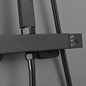 Set de duș Mazama Black cu baterie termostatică
