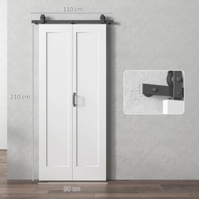 HOMCOM Ușă Pliabilă tip Carte cu Suprafață Vopsibilă 90x210 cm Alb | Aosom Romania