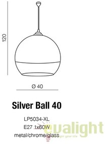 Pendul design modern 40cm Silver Ball