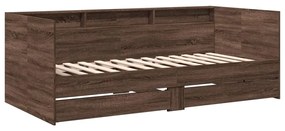 3280866 vidaXL Cadru de pat cu sertare, stejar maro, 75x190 cm, lemn prelucrat