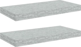 vidaXL Rafturi de perete suspendate 2 buc. gri beton 50x23x3,8 cm MDF