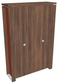 Dulap înalt pentru haine Verno+ S 140 x 46 x 210 cm, nuc / portocaliu