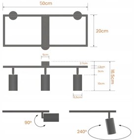 Plafonieră cu 3xGU10/30W/230V neagră