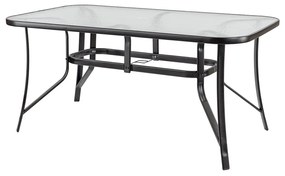 Masă de grădină Canillo cu cadru metalic și sticlă, neagră