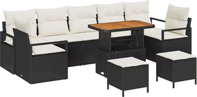 vidaXL Set de canapele pentru grădină cu pernă 10 pcs Negru poliratan