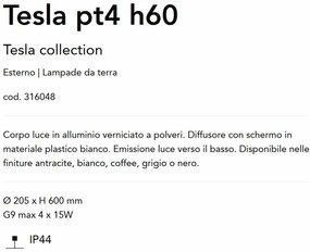 Stalp pentru iluminat exterior Tesla pt4 h60 cafeniu