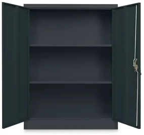 Dulap metalic universal mediu, 90 x 40 x 120 cm, încuietoare cilindru, antracit - ral 7016