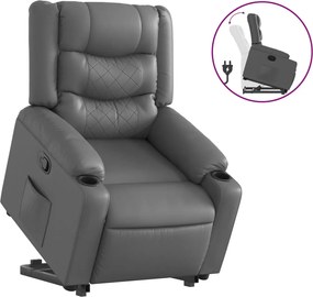 vidaXL Fotoliu rabatabil cu ridicare, gri, piele ecologică