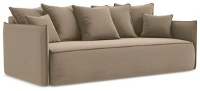 Canapea maro deschis extensibilă/cu spațiu de depozitare cu tapițerie din catifea 225 cm Hula – Makamii