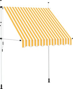 vidaXL Copertină retractabilă manual, portocaliu și alb, 200cm, dungi