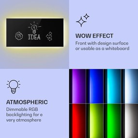 Klarstein Mojave1000 smart, încălzitor inteligent, 2 în 1, Convector cu infraroșu, 120x60cm, 1000W, iluminat RGB