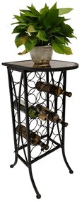 Raft pentru vin, 18 sticle, negru, metal/sticlă, SERGEL