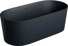 Cada freestanding Omnires Ovo M+ compozit negru lava mat 160x75 cm