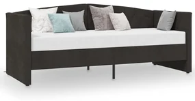 3080349 vidaXL Pat de zi cu saltea & USB, negru, 90x200 cm, catifea