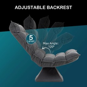 HOMCOM Fotoliu de Podea Relaxant Rotativ 360° cu Spătar Reglabil în 5 Poziții, 62x70x95 cm, Gri | Aosom Romania