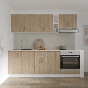 Set haaus V14, Lemn Natural/Alb, Blat Thermo 28 mm, L 220 cm