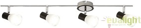 Plafoniera cu 4 spoturi, design modern, finisaj negru/crom, Ati 5979 RX