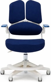 RESIGILAT- ErgoMotion Junior – Scaun Ergonomic pentru copii, Reglaje Multiple, Ajustare Personalizată, Adaptabil pe măsura creșterii, Suport Lombar 3 Zone, Roți Blocabile, Bleumarin