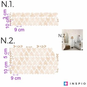 Autocolante textile INSPIO - Inimi bej pentru camera copiilor