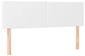 Pat cu arcuri, saltea si LED, alb, 140x200 cm, piele eco Alb, 140 x 200 cm, Design simplu