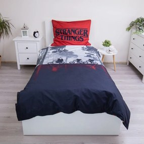 Lenjerie de pat pentru copii din bumbac pentru pat de o persoană 140x200 cm Stranger Things "Upside Down" – Jerry Fabrics