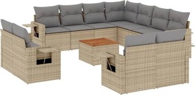 vidaXL Set canapele de grădină cu perne, 12 piese, bej, poliratan