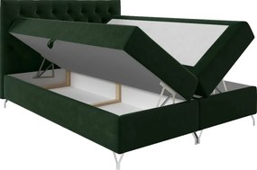 Pat cu boxspring, 200x200, ţesătură verde Velvet, GULIETTE + cadou