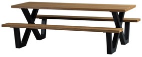 Masă de grădină cu bănci fixe WOOOD Tablo, 206 x 145 cm