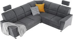Colţar extensibil, material textil gri, model dreapta, SANTIAGO