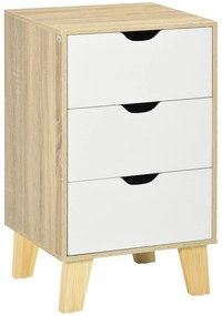 HOMCOM Comodă cu 3 Sertare și Bază Elevată pentru Dormitor Sufragerie Hol Stil Modern 40x35x68,5 cm Natural | Aosom Romania