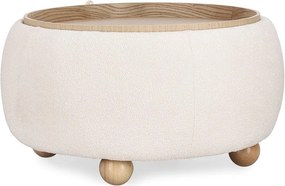 Puf crem cu tapițerie din țesătură bouclé Irisha – Bizzotto