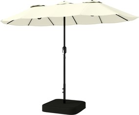 Outsunny Umbrelă Dublă de Grădină 3x1.5 m, Umbrelă de Exterior cu Sac de Nisip, Anti UV 50+, Bej | Aosom Romania